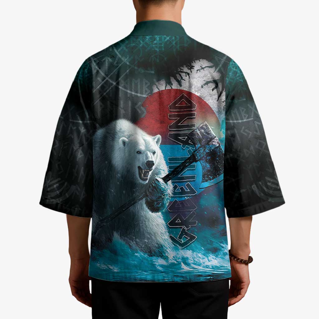 Greenlandic Polar Bear Warrior Kimono Nordic and Runes Style - Wonder Print Shop