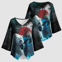 Greenlandic Polar Bear Warrior Kimono Sleeve Blouse Nordic and Runes Style - Wonder Print Shop