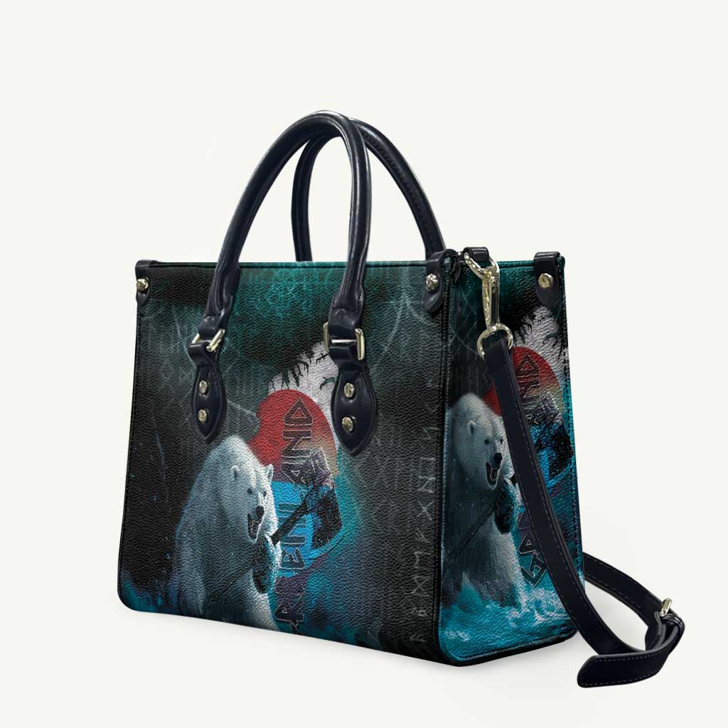Greenlandic Polar Bear Warrior Leather Bag Nordic and Runes Style - Wonder Print Shop