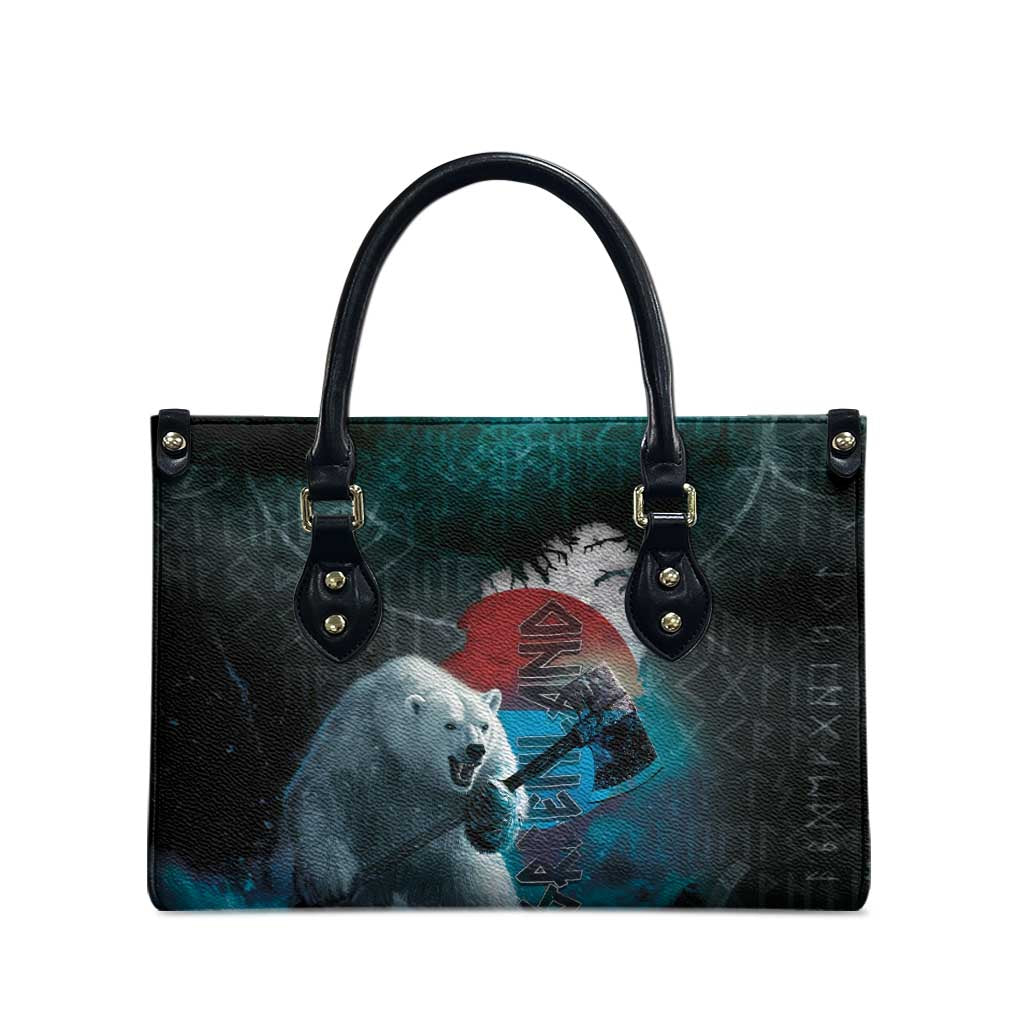 Greenlandic Polar Bear Warrior Leather Bag Nordic and Runes Style - Wonder Print Shop