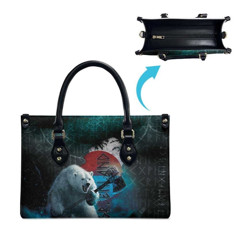 Greenlandic Polar Bear Warrior Leather Bag Nordic and Runes Style - Wonder Print Shop