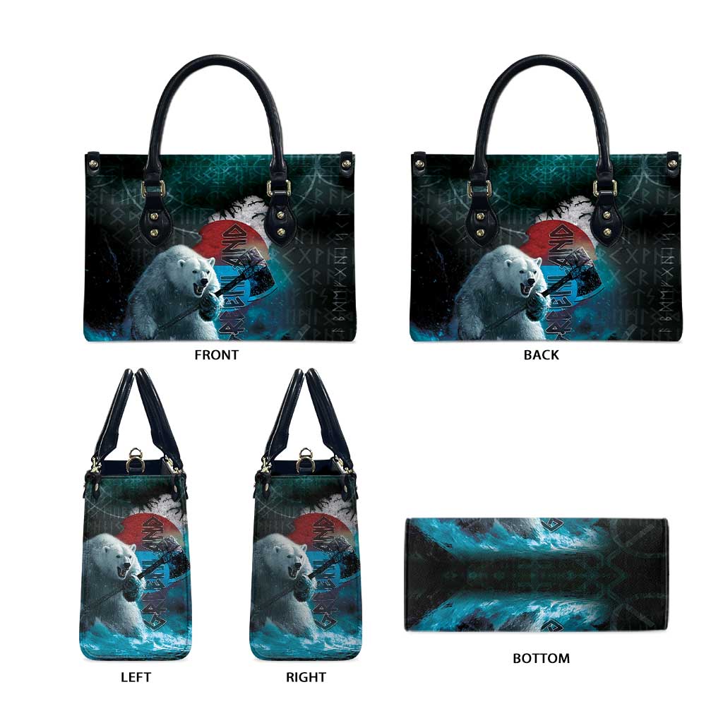 Greenlandic Polar Bear Warrior Leather Bag Nordic and Runes Style - Wonder Print Shop