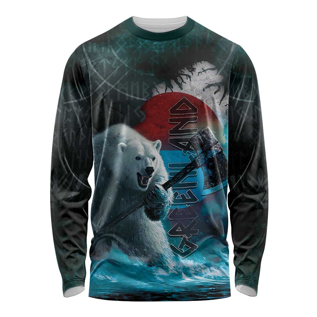 Greenlandic Polar Bear Warrior Long Sleeve Shirt Nordic and Runes Style - Wonder Print Shop