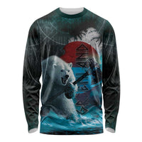 Greenlandic Polar Bear Warrior Long Sleeve Shirt Nordic and Runes Style - Wonder Print Shop