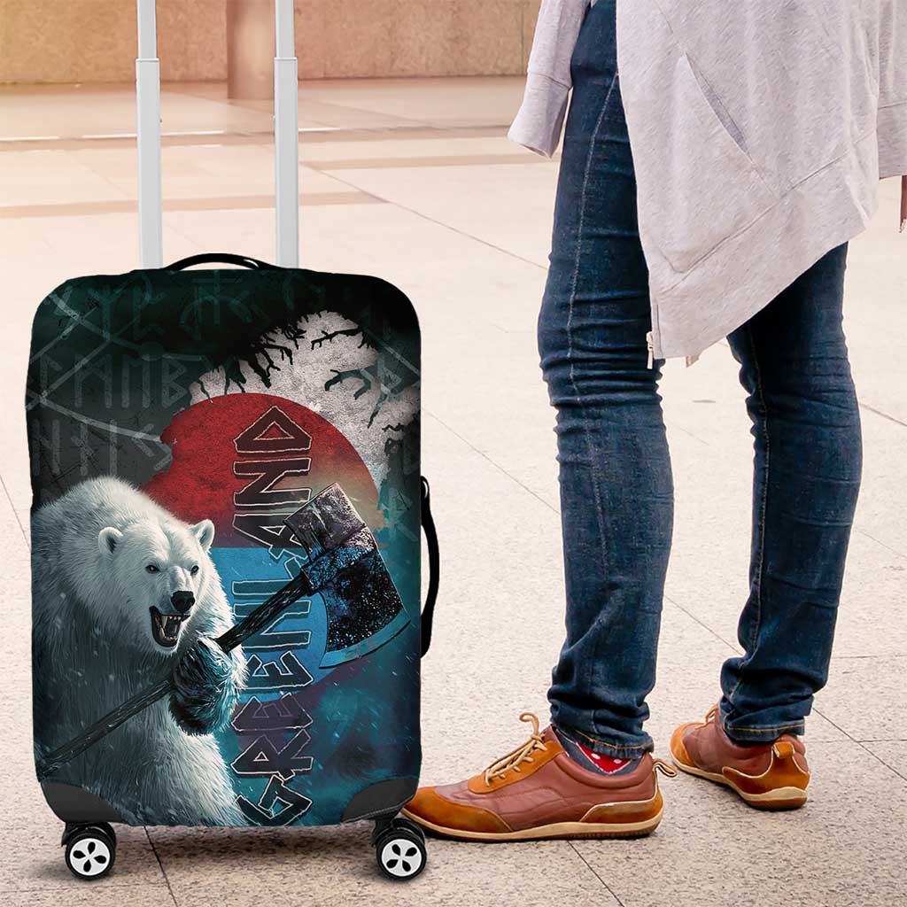 Greenlandic Polar Bear Warrior Luggage Cover Nordic and Runes Style - Wonder Print Shop