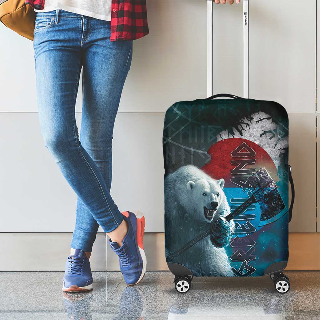 Greenlandic Polar Bear Warrior Luggage Cover Nordic and Runes Style - Wonder Print Shop