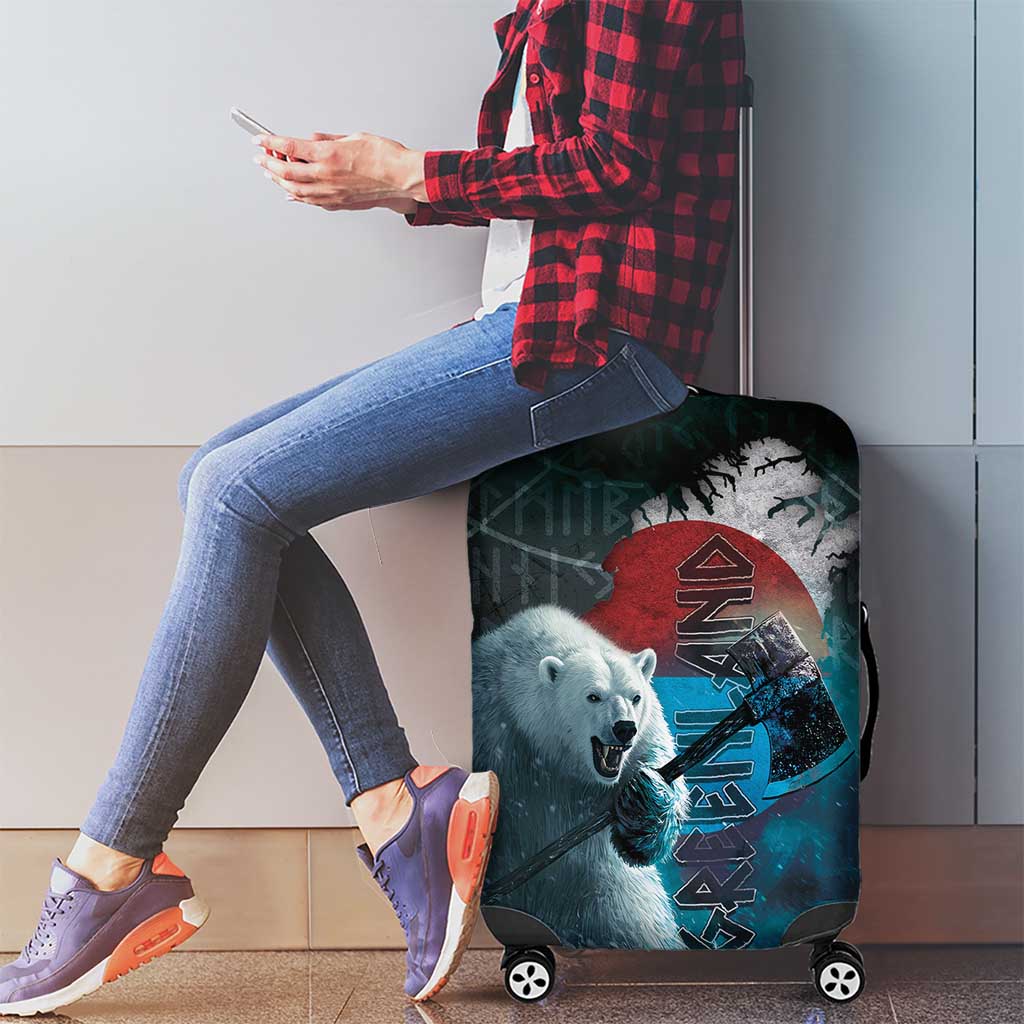 Greenlandic Polar Bear Warrior Luggage Cover Nordic and Runes Style - Wonder Print Shop