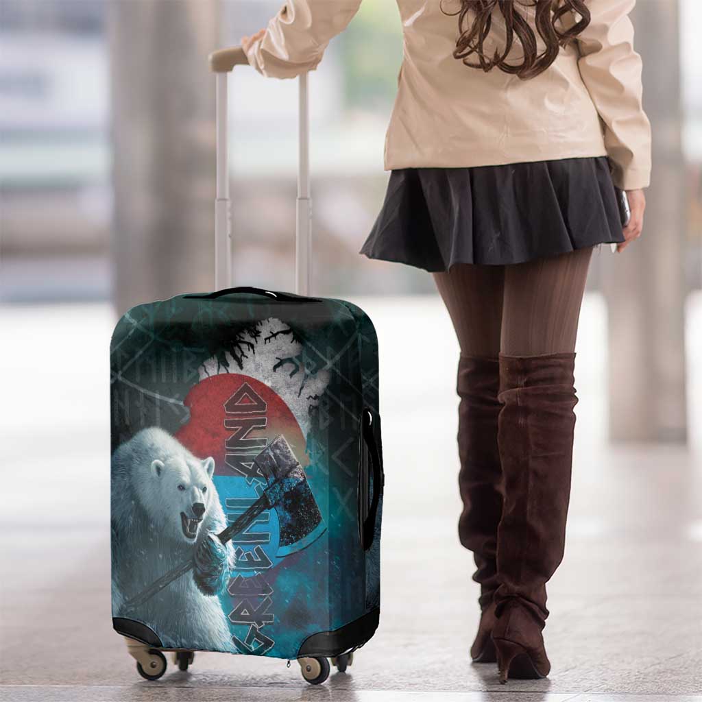 Greenlandic Polar Bear Warrior Luggage Cover Nordic and Runes Style - Wonder Print Shop