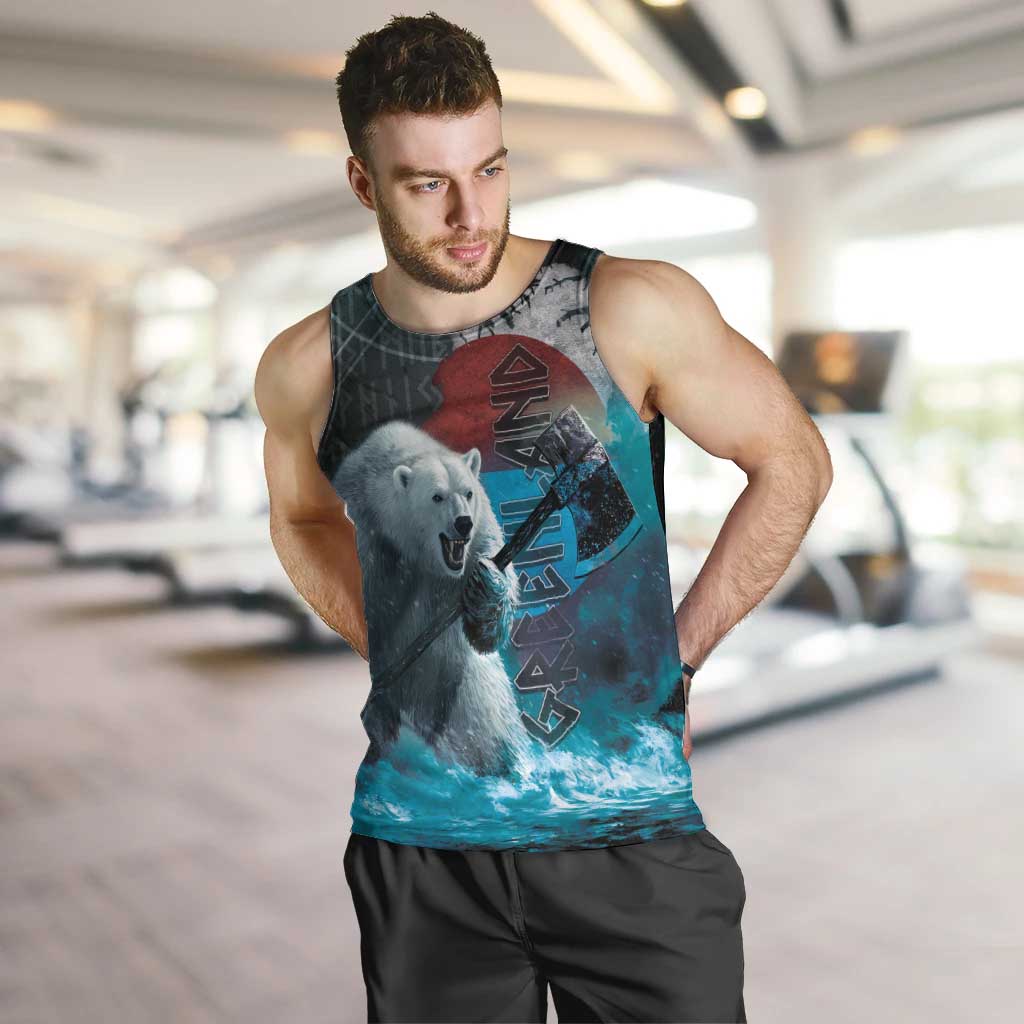 Greenlandic Polar Bear Warrior Men Tank Top Nordic and Runes Style - Wonder Print Shop