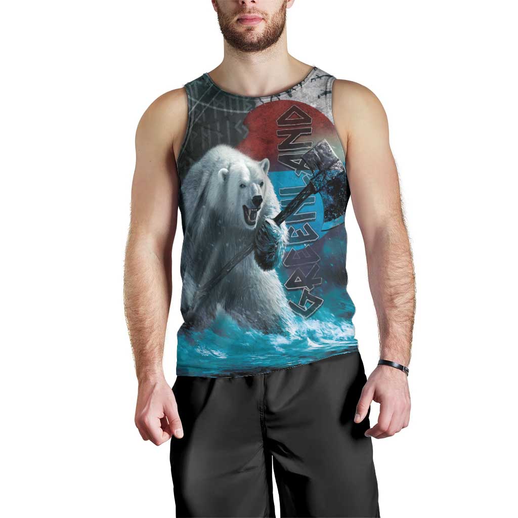 Greenlandic Polar Bear Warrior Men Tank Top Nordic and Runes Style - Wonder Print Shop