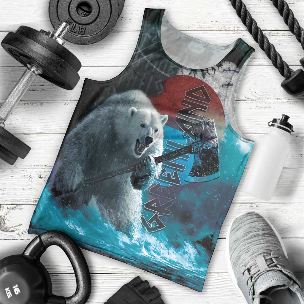 Greenlandic Polar Bear Warrior Men Tank Top Nordic and Runes Style - Wonder Print Shop