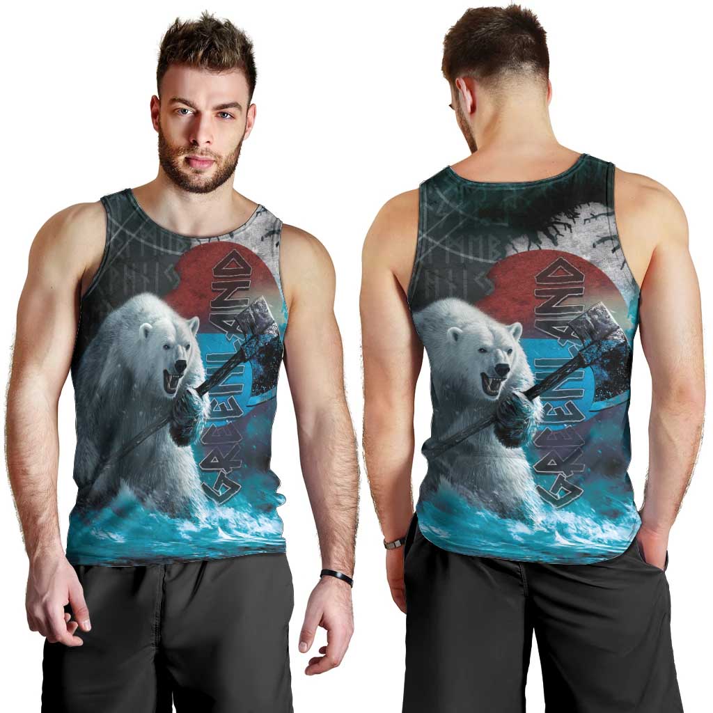 Greenlandic Polar Bear Warrior Men Tank Top Nordic and Runes Style - Wonder Print Shop