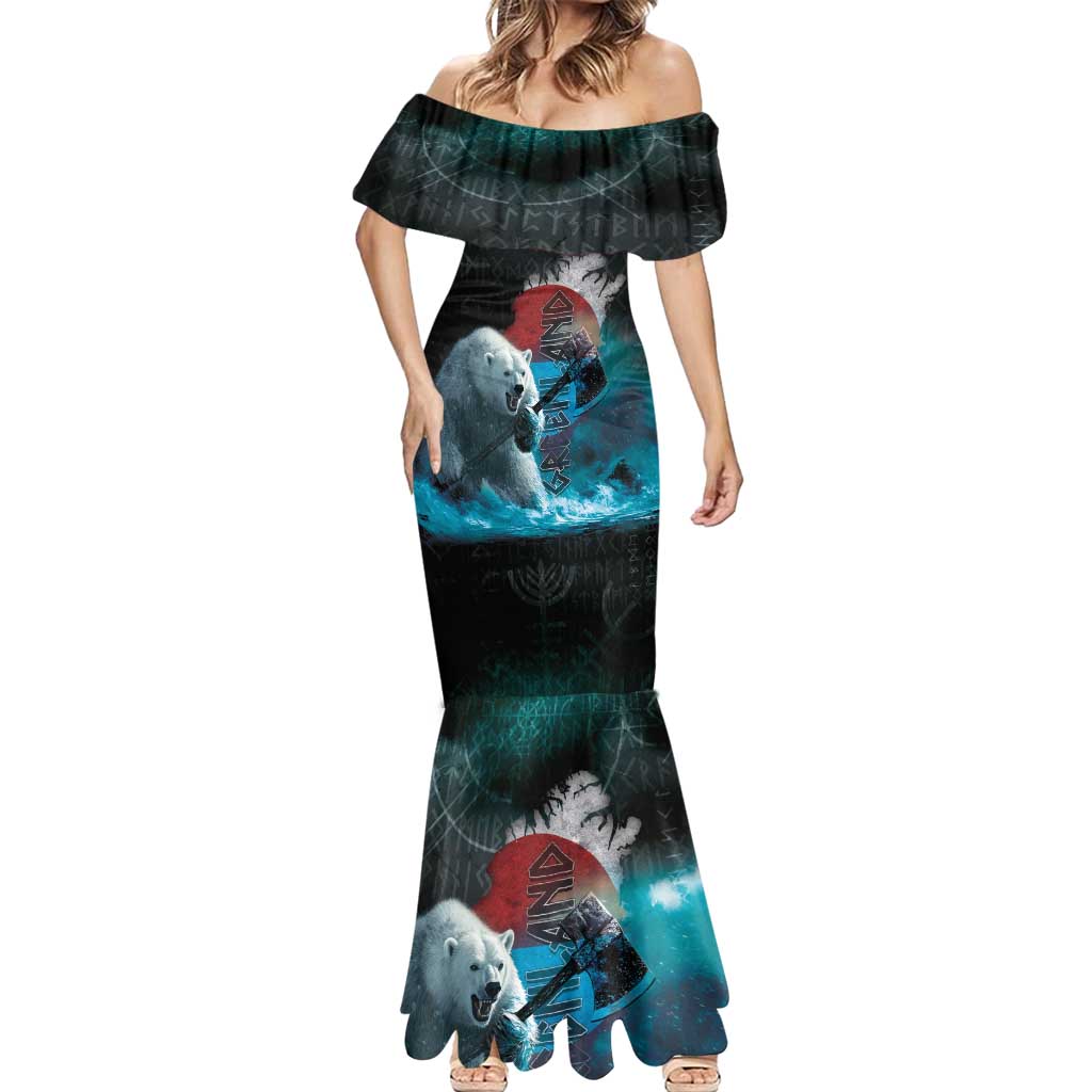 Greenlandic Polar Bear Warrior Mermaid Dress Nordic and Runes Style - Wonder Print Shop