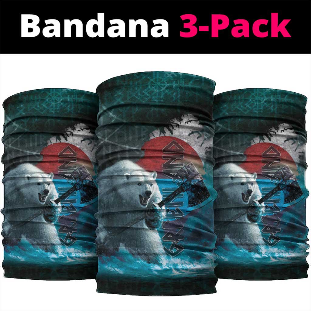 Greenlandic Polar Bear Warrior Neck Gaiter Nordic and Runes Style - Wonder Print Shop
