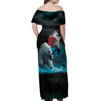 Greenlandic Polar Bear Warrior Off Shoulder Maxi Dress Nordic and Runes Style - Wonder Print Shop