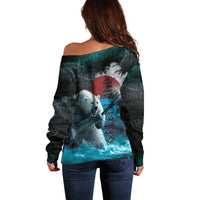 Greenlandic Polar Bear Warrior Off Shoulder Sweater Nordic and Runes Style - Wonder Print Shop