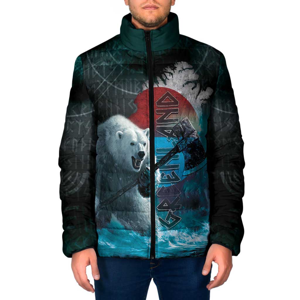 Greenlandic Polar Bear Warrior Padded Jacket Nordic and Runes Style - Wonder Print Shop