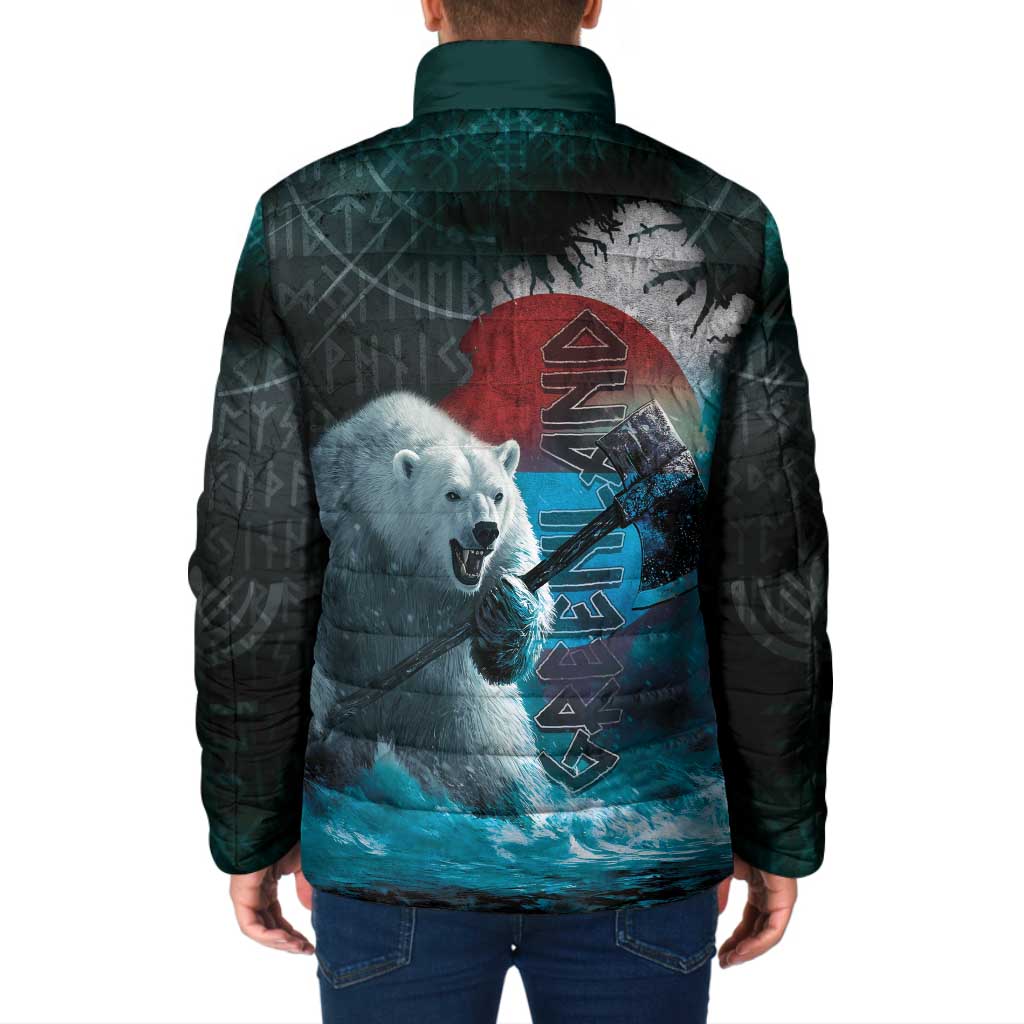 Greenlandic Polar Bear Warrior Padded Jacket Nordic and Runes Style - Wonder Print Shop