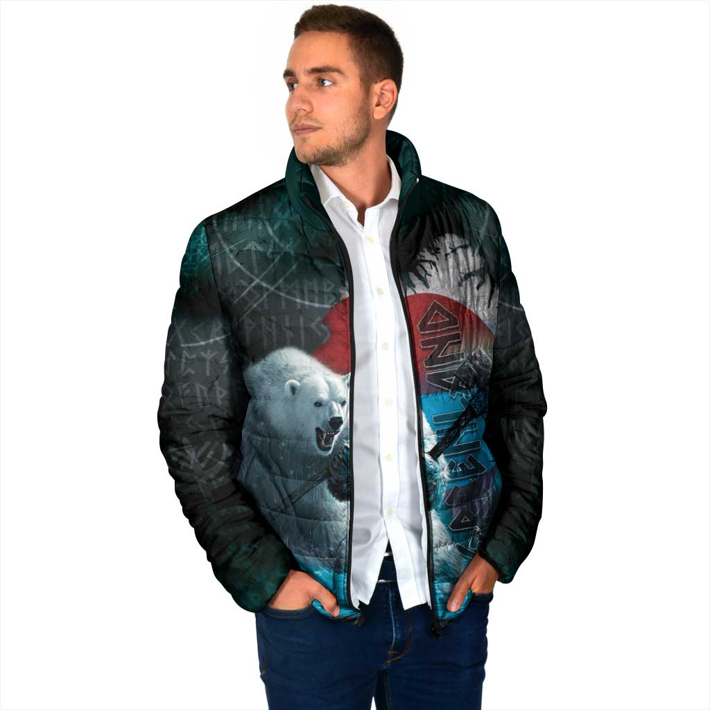 Greenlandic Polar Bear Warrior Padded Jacket Nordic and Runes Style - Wonder Print Shop