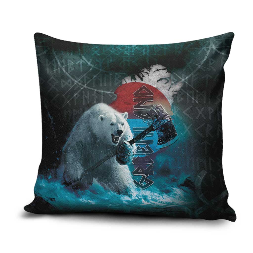 Greenlandic Polar Bear Warrior Pillow Cover Nordic and Runes Style - Wonder Print Shop
