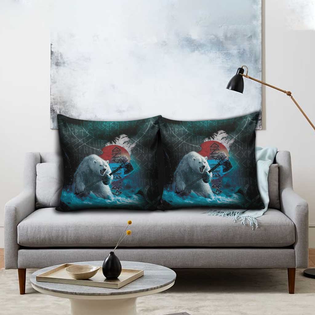 Greenlandic Polar Bear Warrior Pillow Cover Nordic and Runes Style - Wonder Print Shop