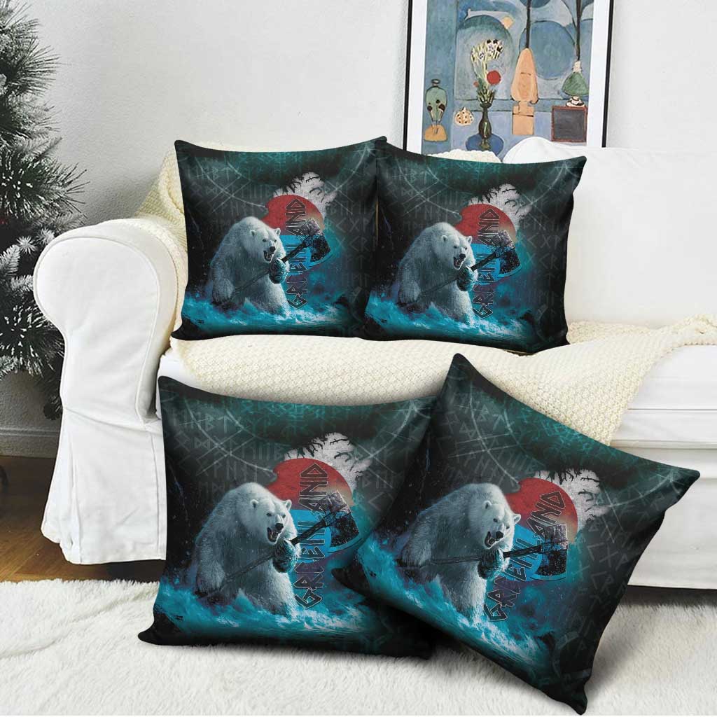 Greenlandic Polar Bear Warrior Pillow Cover Nordic and Runes Style - Wonder Print Shop