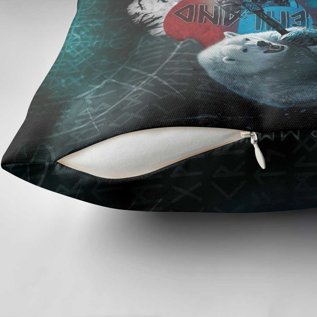 Greenlandic Polar Bear Warrior Pillow Cover Nordic and Runes Style - Wonder Print Shop