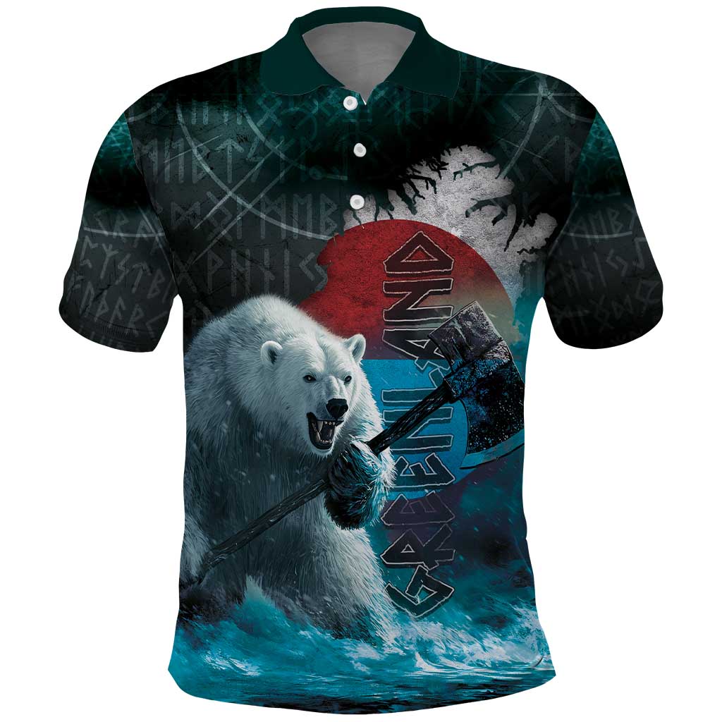 Greenlandic Polar Bear Warrior Polo Shirt Nordic and Runes Style - Wonder Print Shop