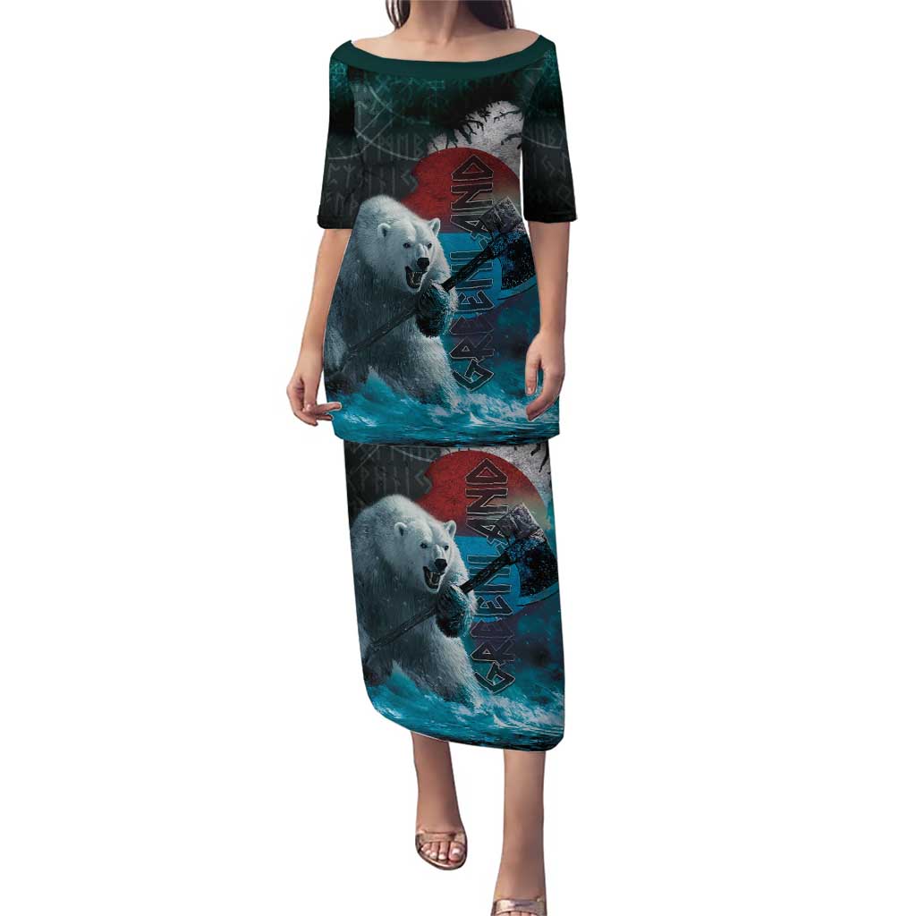 Greenlandic Polar Bear Warrior Puletasi Nordic and Runes Style - Wonder Print Shop