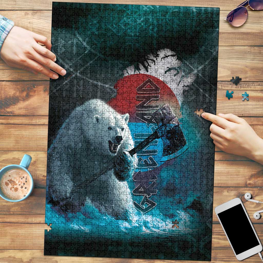 Greenlandic Polar Bear Warrior Puzzle Nordic and Runes Style - Wonder Print Shop