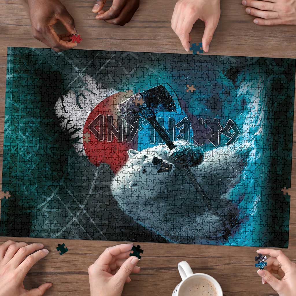 Greenlandic Polar Bear Warrior Puzzle Nordic and Runes Style - Wonder Print Shop