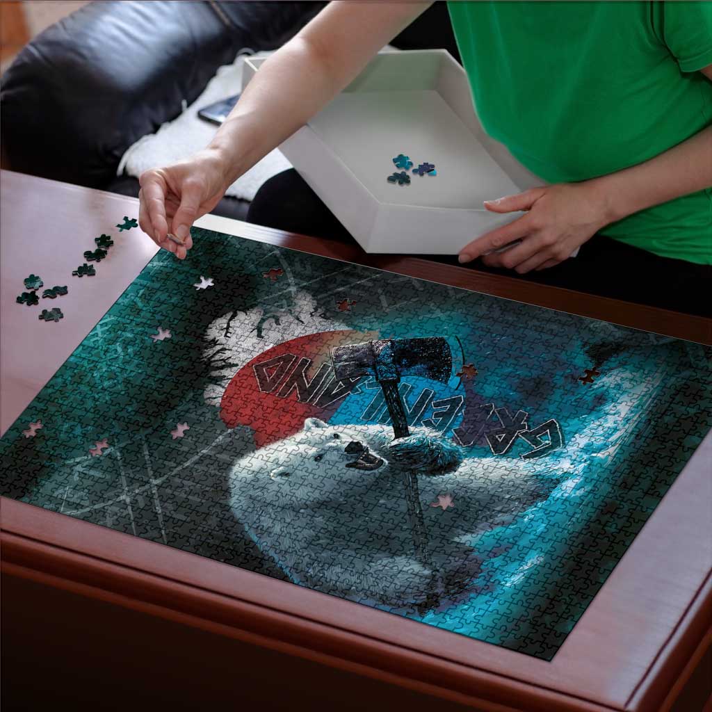 Greenlandic Polar Bear Warrior Puzzle Nordic and Runes Style - Wonder Print Shop