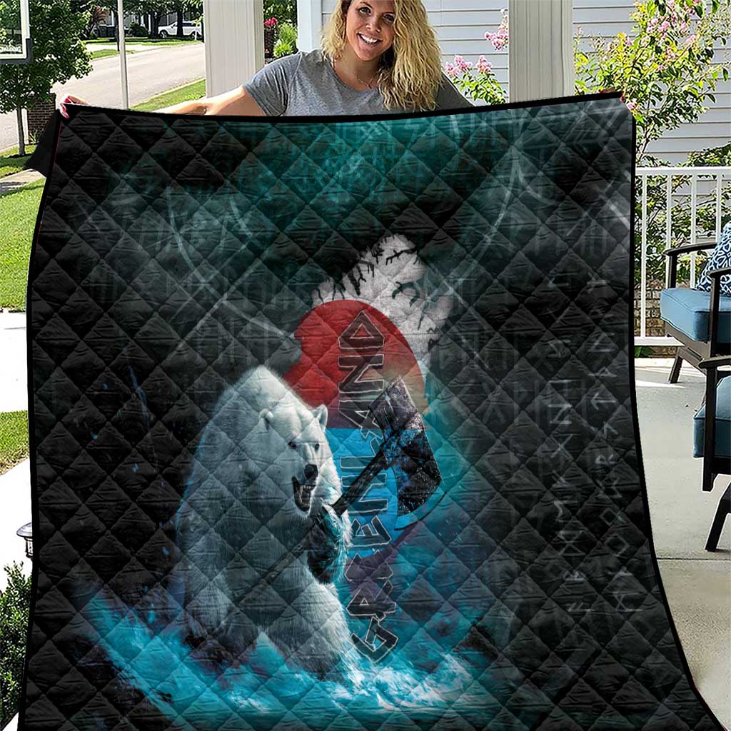 Greenlandic Polar Bear Warrior Quilt Nordic and Runes Style - Wonder Print Shop