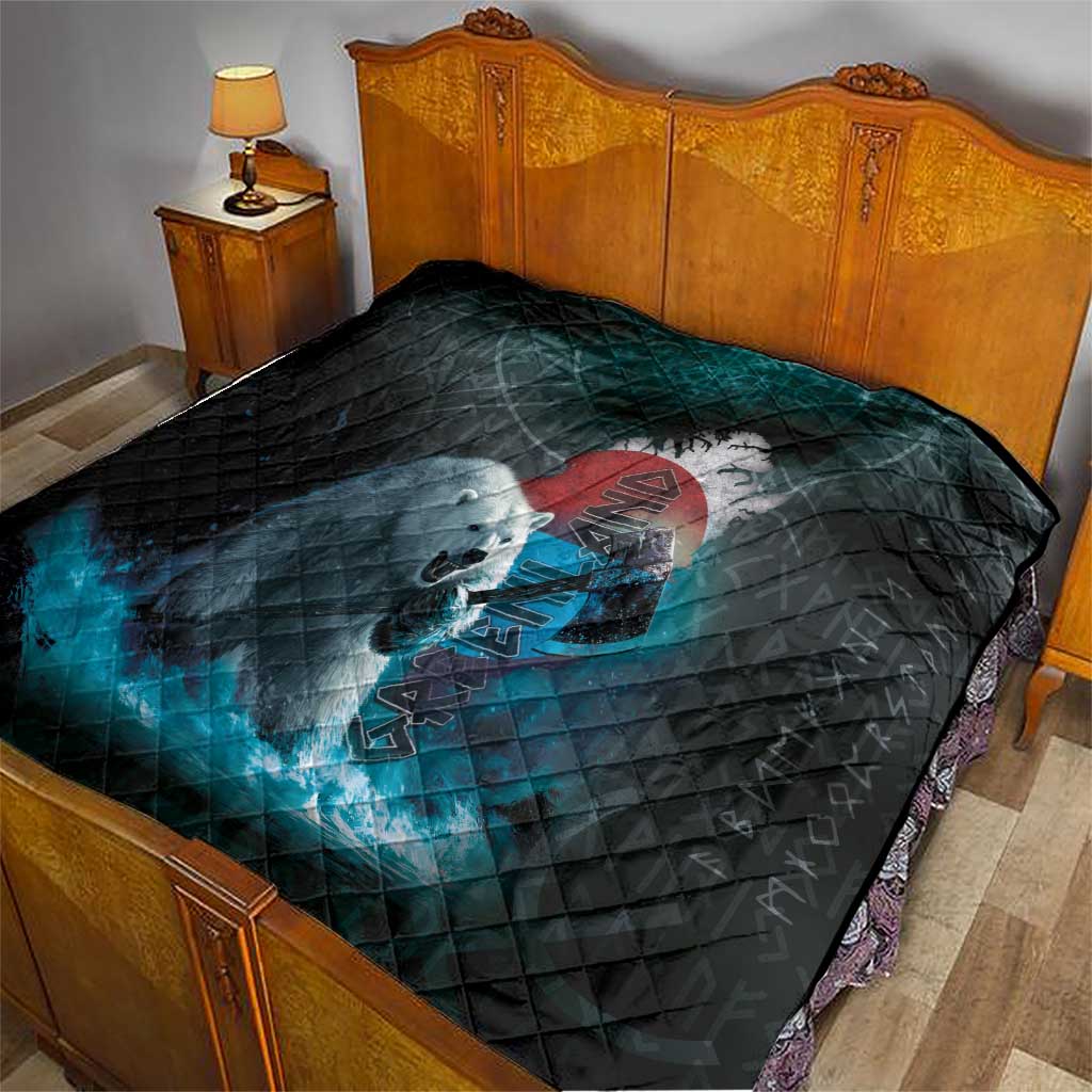 Greenlandic Polar Bear Warrior Quilt Nordic and Runes Style - Wonder Print Shop