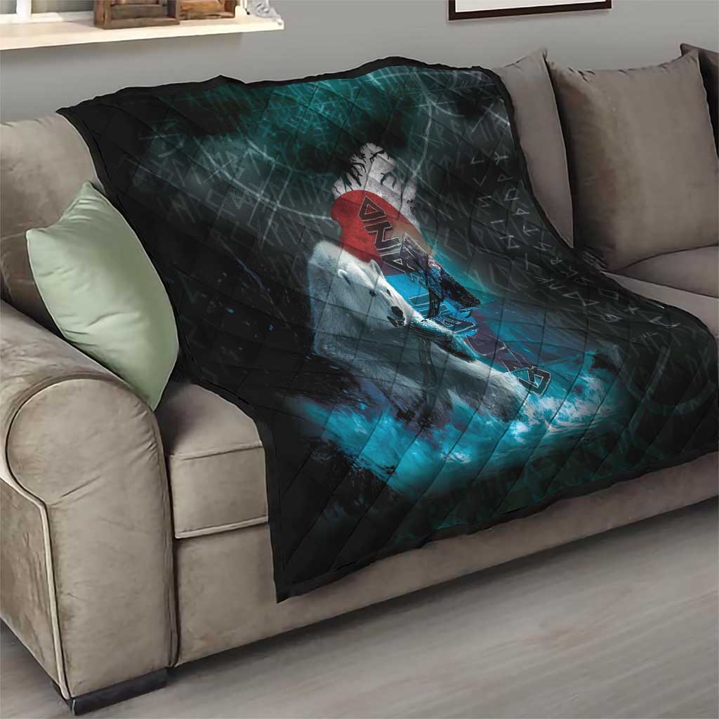 Greenlandic Polar Bear Warrior Quilt Nordic and Runes Style - Wonder Print Shop