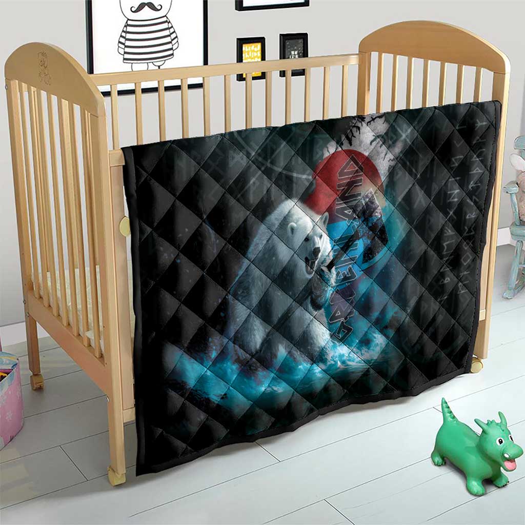 Greenlandic Polar Bear Warrior Quilt Nordic and Runes Style - Wonder Print Shop