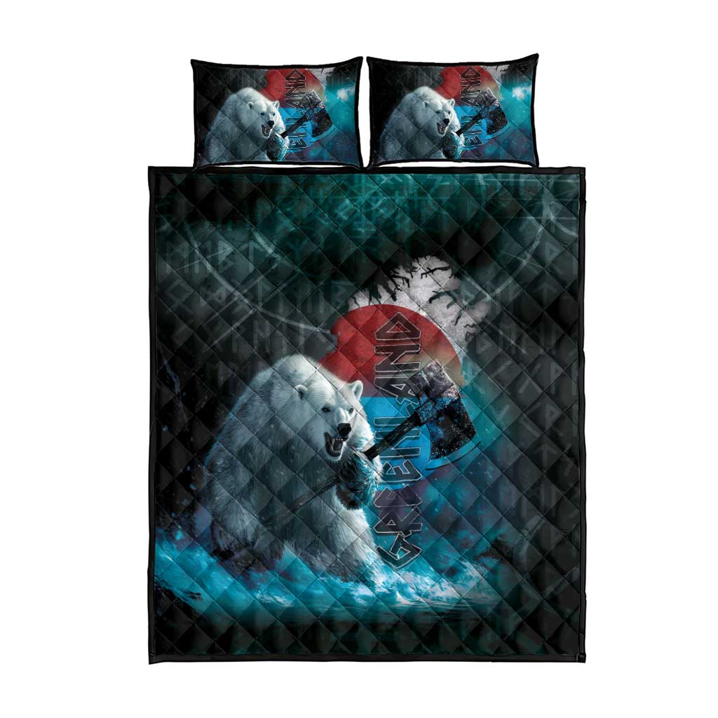 Greenlandic Polar Bear Warrior Quilt Bed Set Nordic and Runes Style - Wonder Print Shop