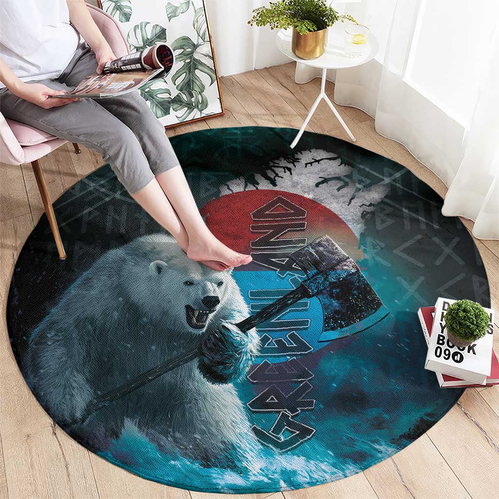 Greenlandic Polar Bear Warrior Round Carpet Nordic and Runes Style - Wonder Print Shop