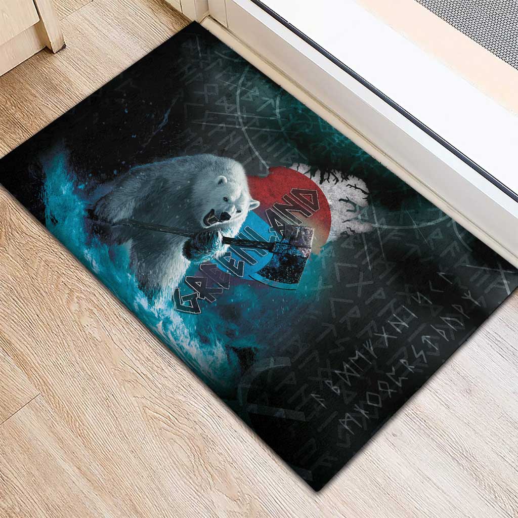 Greenlandic Polar Bear Warrior Rubber Doormat Nordic and Runes Style - Wonder Print Shop