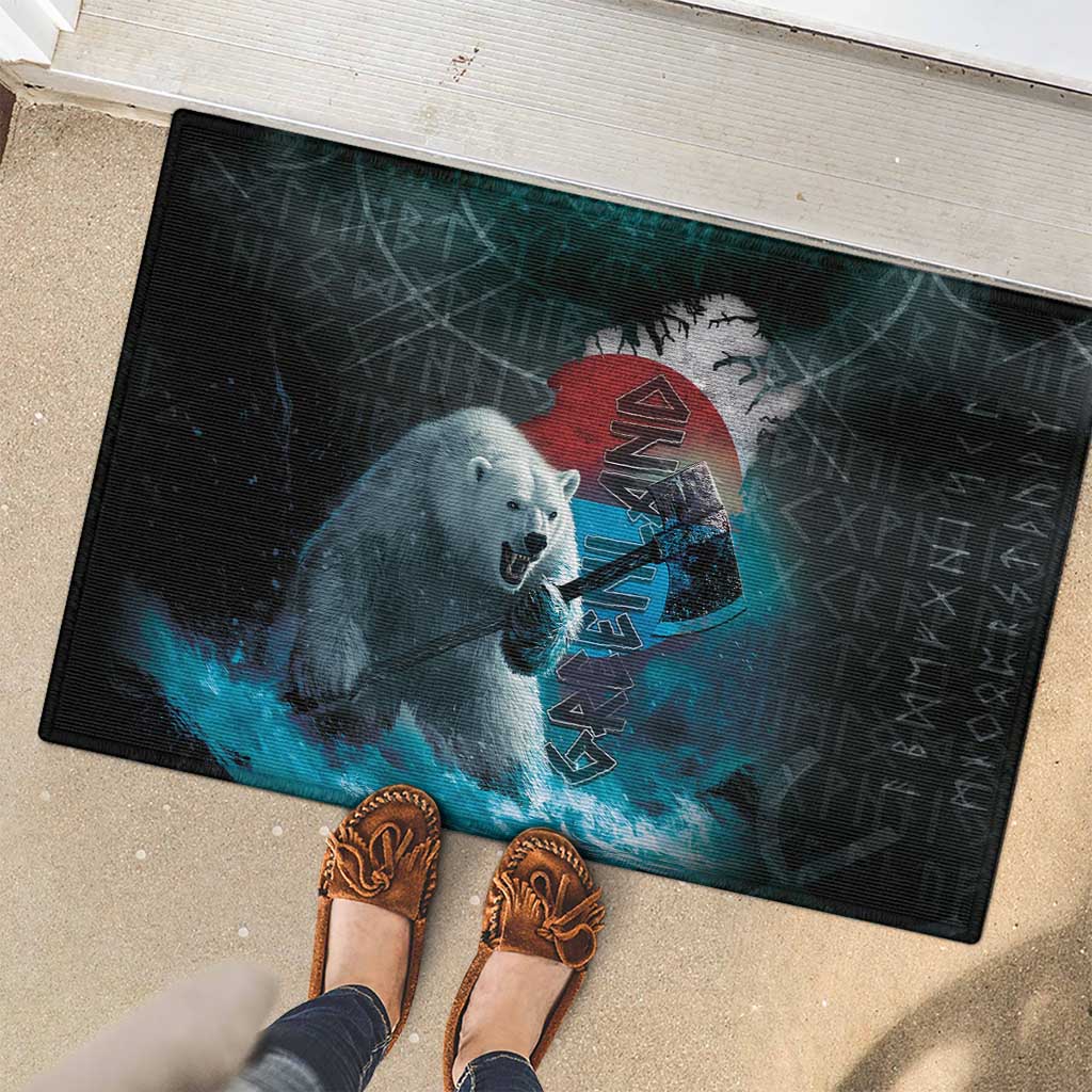 Greenlandic Polar Bear Warrior Rubber Doormat Nordic and Runes Style - Wonder Print Shop