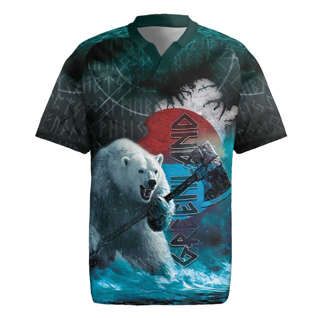 Greenlandic Polar Bear Warrior Rugby Jersey Nordic and Runes Style - Wonder Print Shop