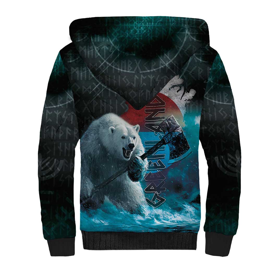 Greenlandic Polar Bear Warrior Sherpa Hoodie Nordic and Runes Style - Wonder Print Shop