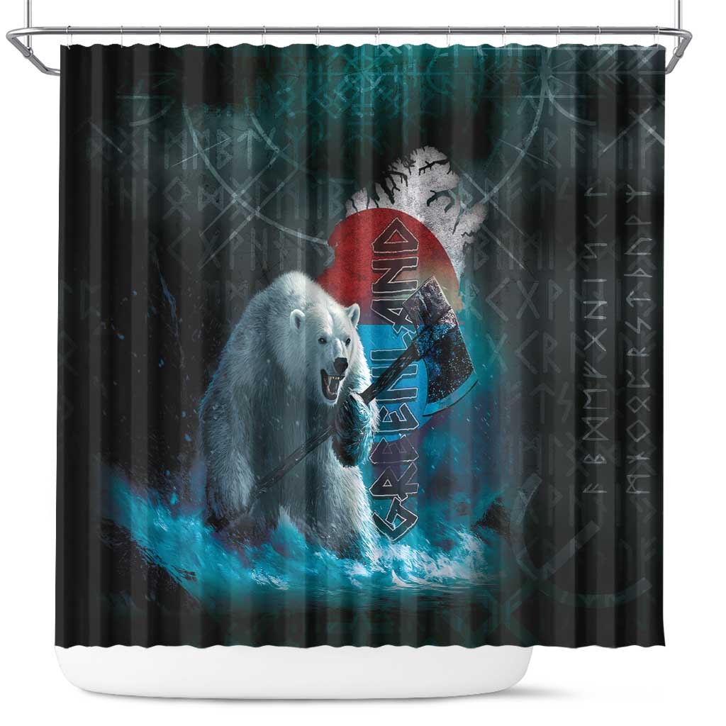Greenlandic Polar Bear Warrior Shower Curtain Nordic and Runes Style - Wonder Print Shop