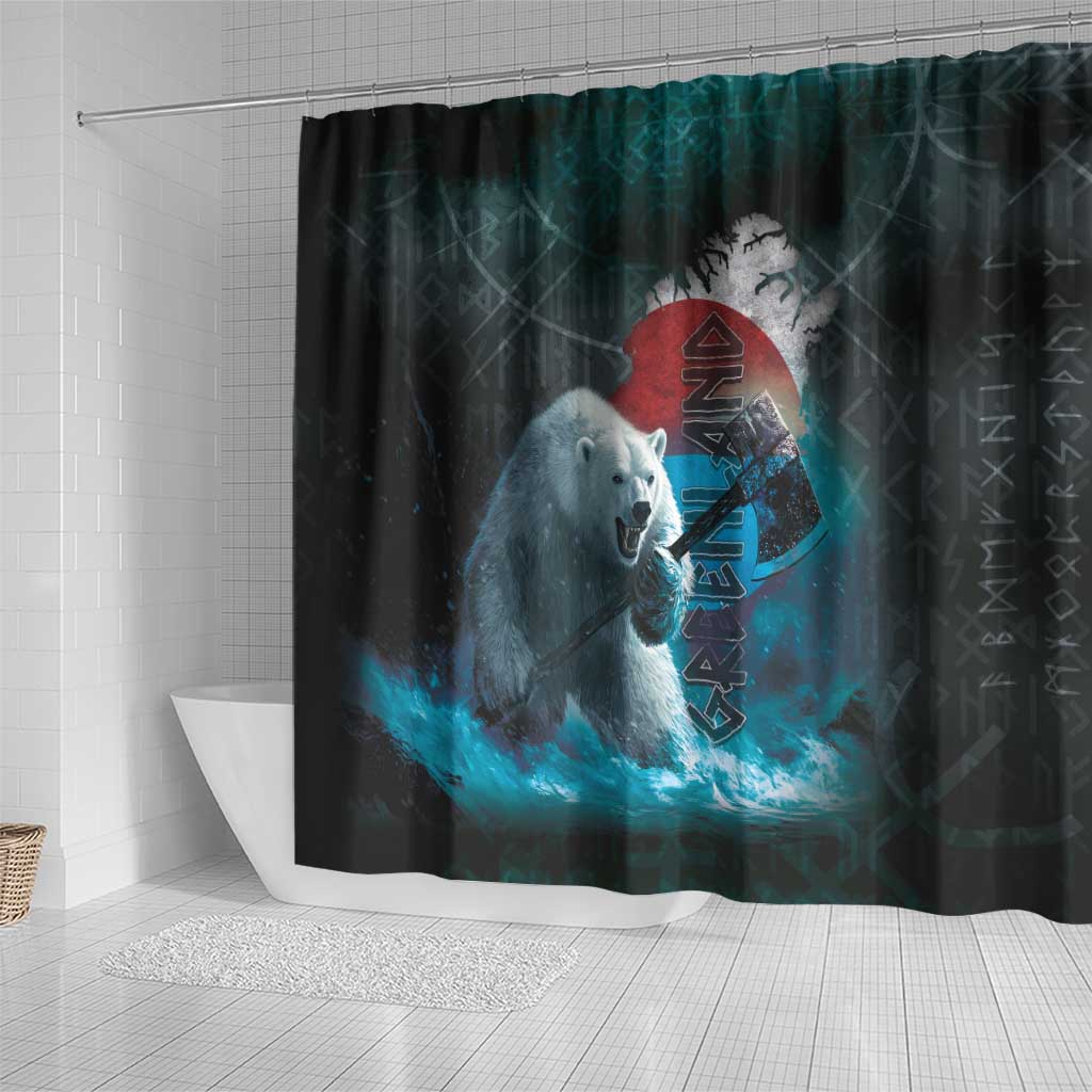 Greenlandic Polar Bear Warrior Shower Curtain Nordic and Runes Style - Wonder Print Shop