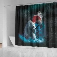 Greenlandic Polar Bear Warrior Shower Curtain Nordic and Runes Style - Wonder Print Shop