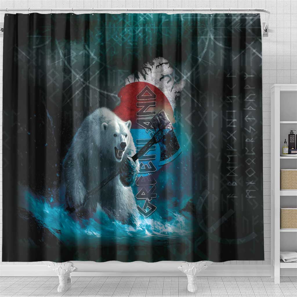 Greenlandic Polar Bear Warrior Shower Curtain Nordic and Runes Style - Wonder Print Shop