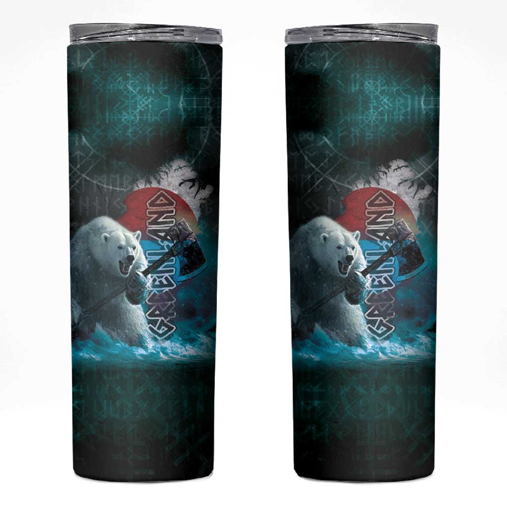 Greenlandic Polar Bear Warrior Skinny Tumbler Nordic and Runes Style - Wonder Print Shop