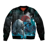 Greenlandic Polar Bear Warrior Sleeve Zip Bomber Jacket Nordic and Runes Style - Wonder Print Shop