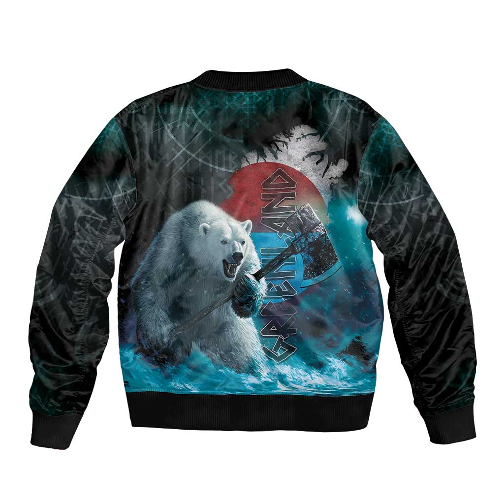 Greenlandic Polar Bear Warrior Sleeve Zip Bomber Jacket Nordic and Runes Style - Wonder Print Shop