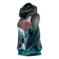 Greenlandic Polar Bear Warrior Sleeveless Hoodie Nordic and Runes Style - Wonder Print Shop